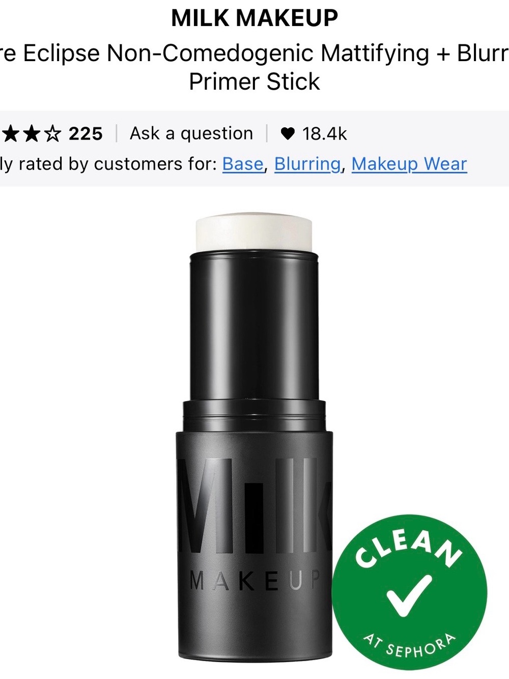 Milk Makeup Mattifying Primer Stick — Black & White